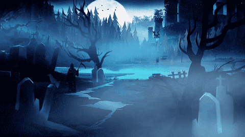 Castle blue night vtuber background