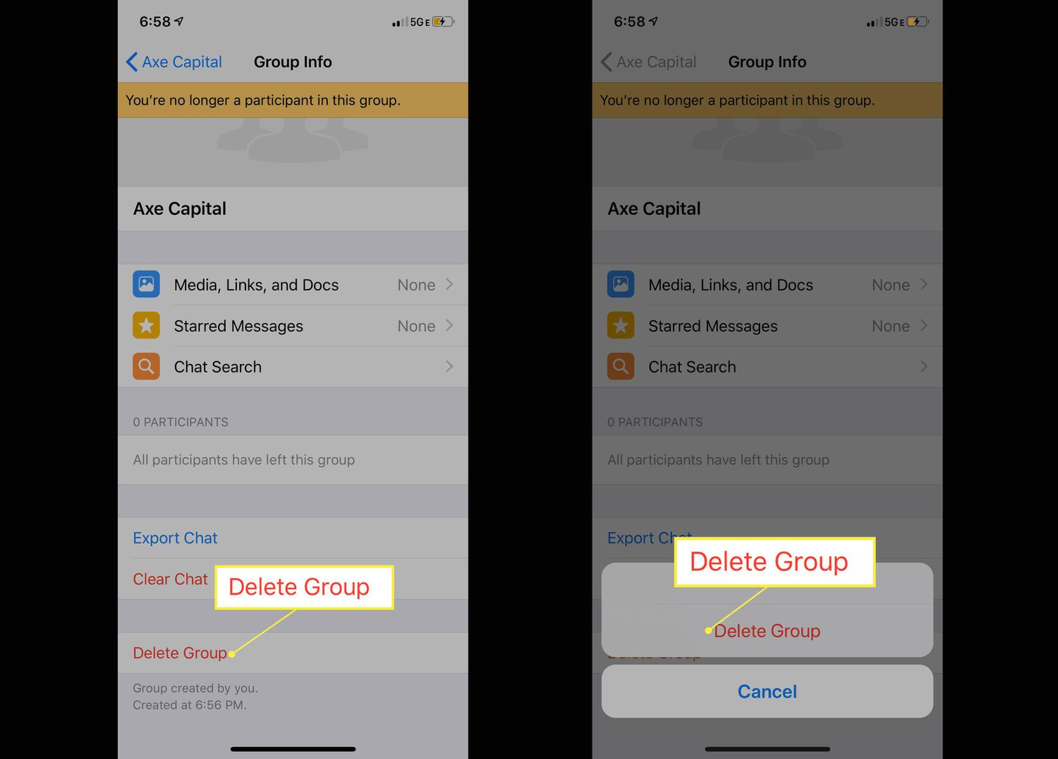 How to delete WhatsApp group