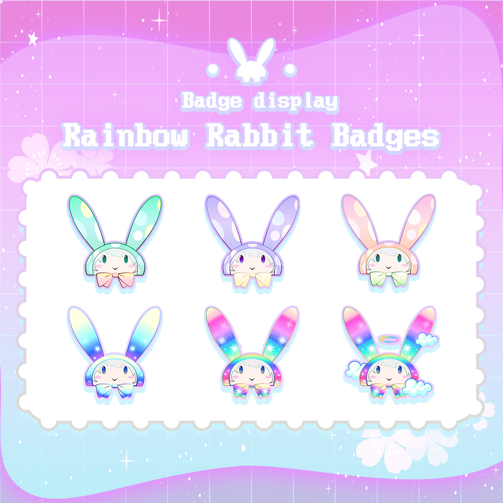 Rainbow rabbit - badges