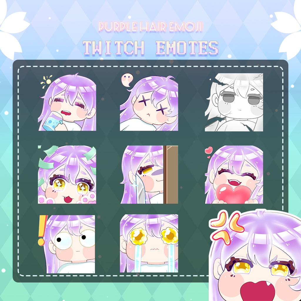 Purple hair emoji - Emotes