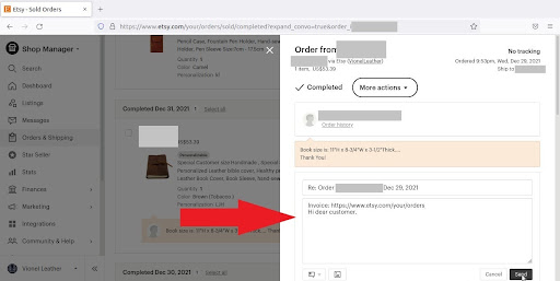 Etsy Message to Buyers Examples-Determine your message and type it in the textbox
