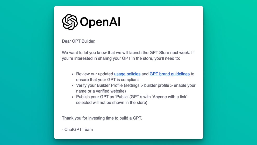 OpenAI is launching their GPT Store next week - NoteGPT