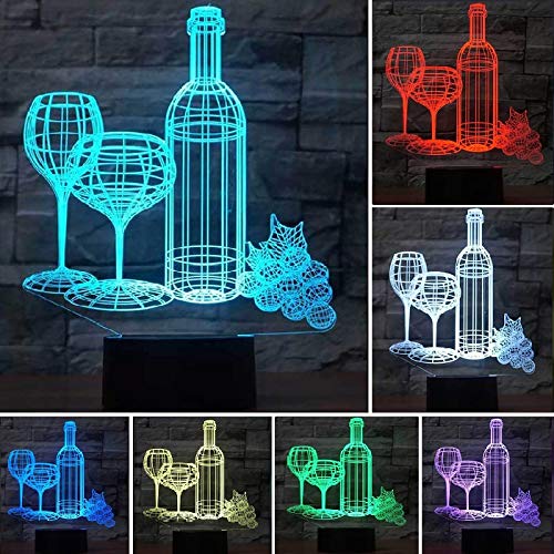 3D Illusion Wine Cup Night Light Lamp - AmzChart