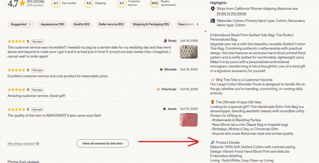 etsy product description