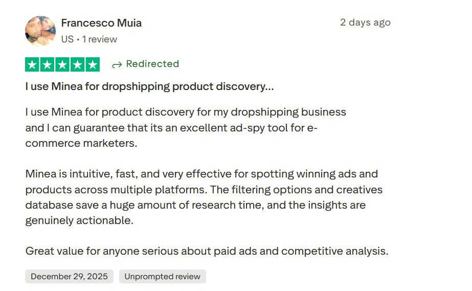 minea positive review