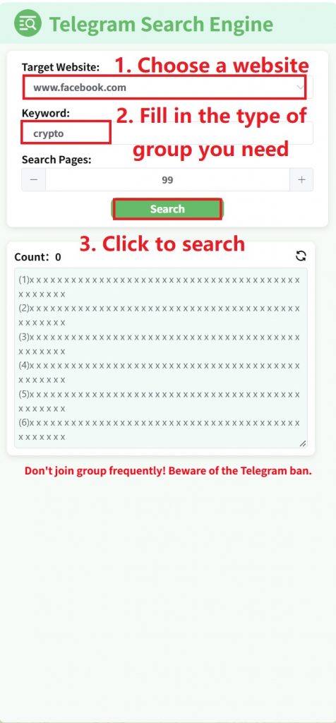 Using the FREE Extension"Telegram Search Engine"
