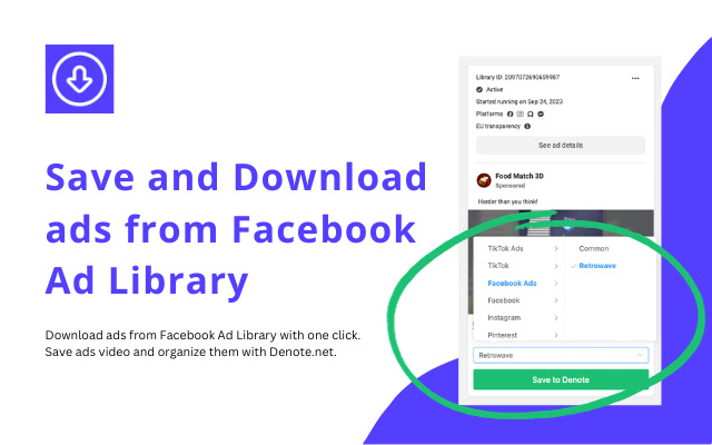Save and Download Facebook Ads Step By Step - Denote