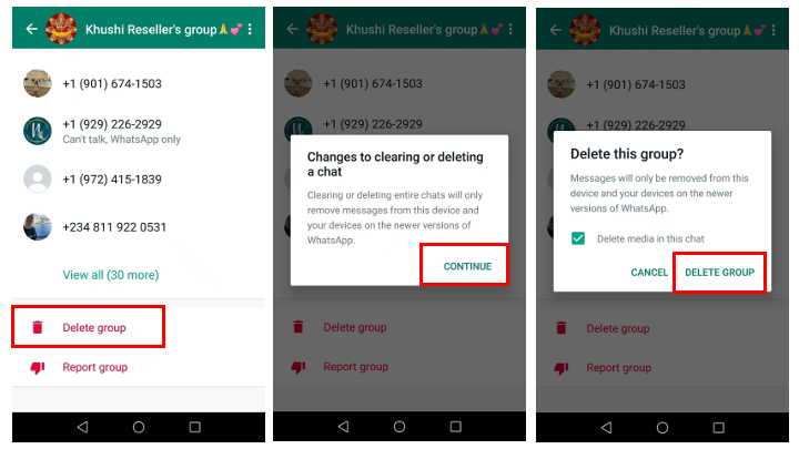 Delete a WhatsApp group
