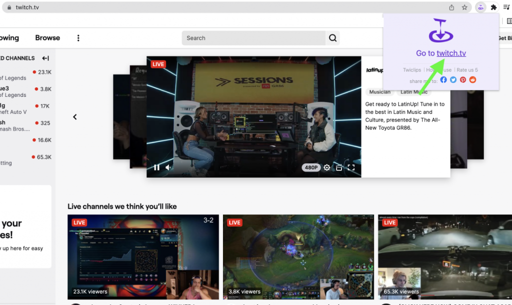 Click the button to jump to the Twitch official website;