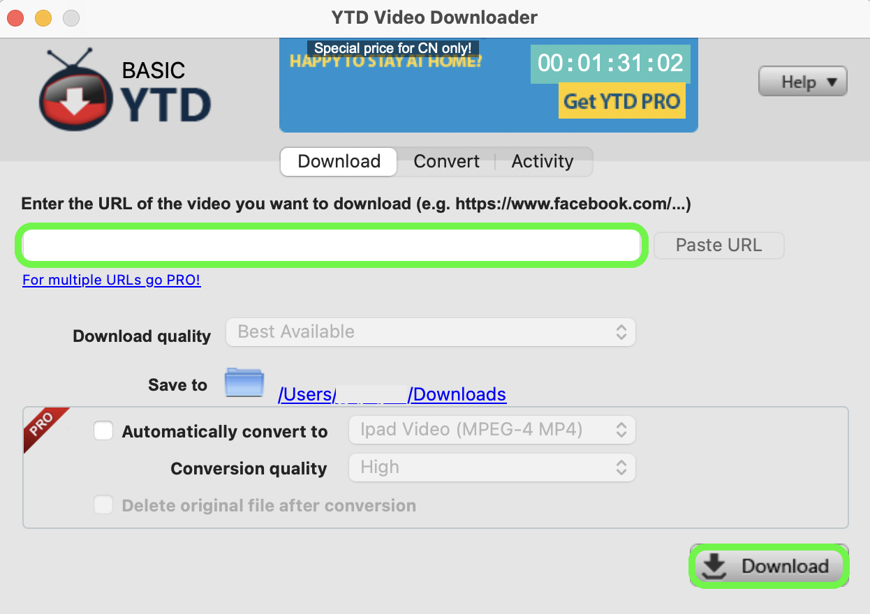 Open YTD Video Converter, paste the YouTube video link in the input box, and click the Download button to complete the download. 