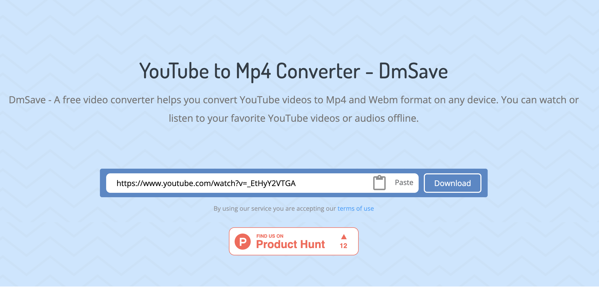 Paste the URL of the YouTube video in the input box of DmSave, and click the [Download] button;