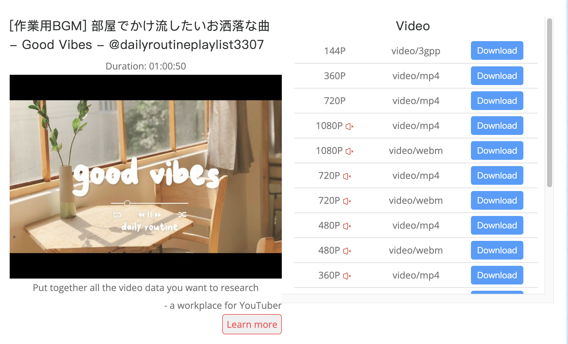Choose to download the video/audio, and choose what quality to save the video. 