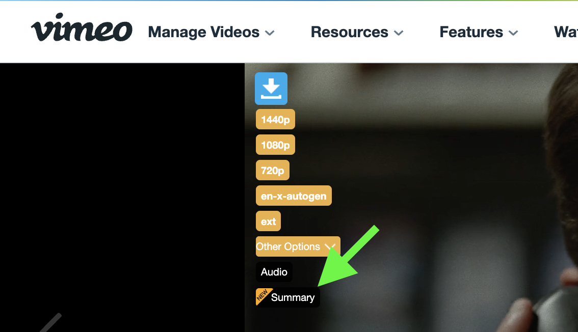 To create a video summary, click the summary button and select the summary length.