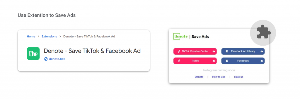 Save Ads From from Facebook Ad Library - Denote