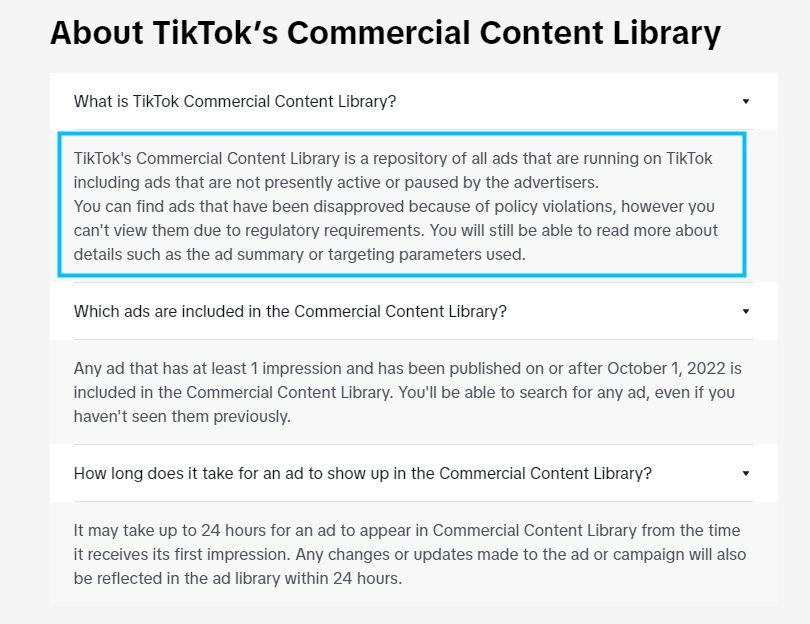 TikTok's Commercial Content Library