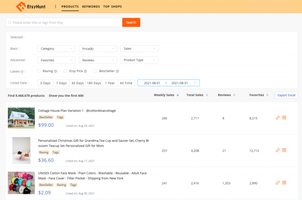 Etsy Rank & Products Research Tool