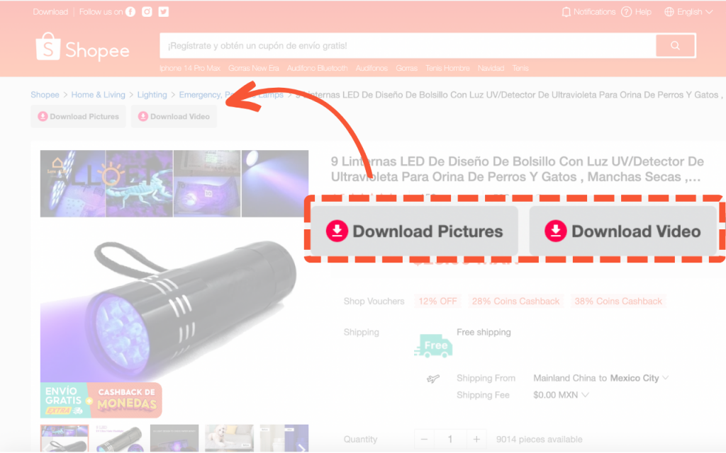 Using the Extension to Download Shopee Videos and Images