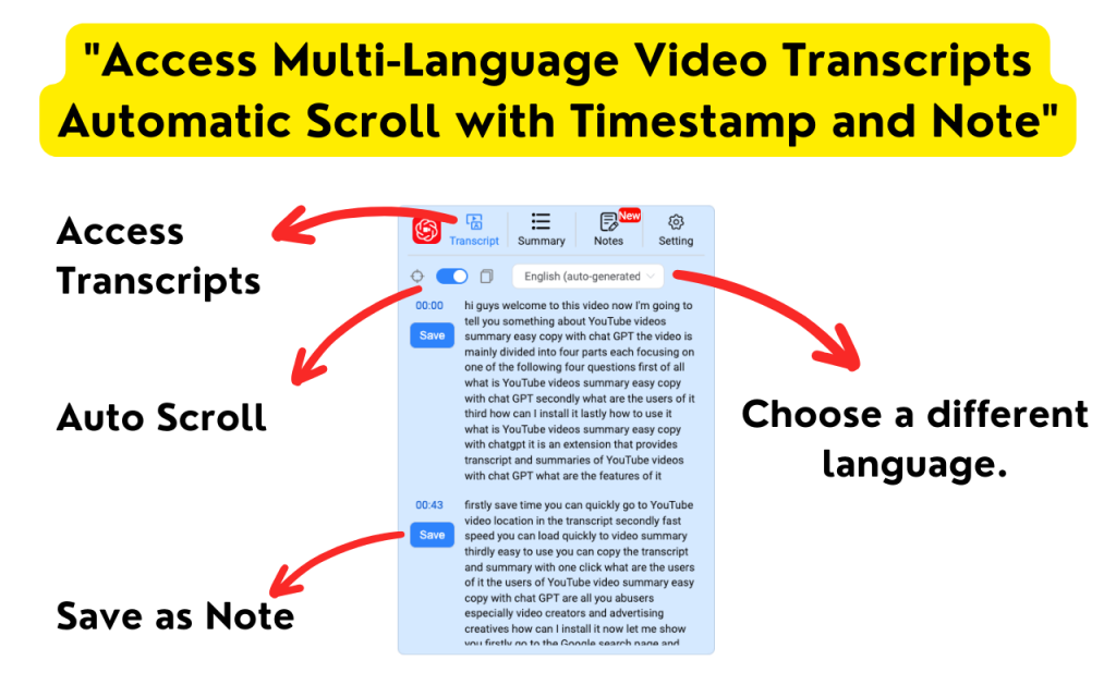 How to Automatically Obtain YouTube Transcripts - NoteGPT