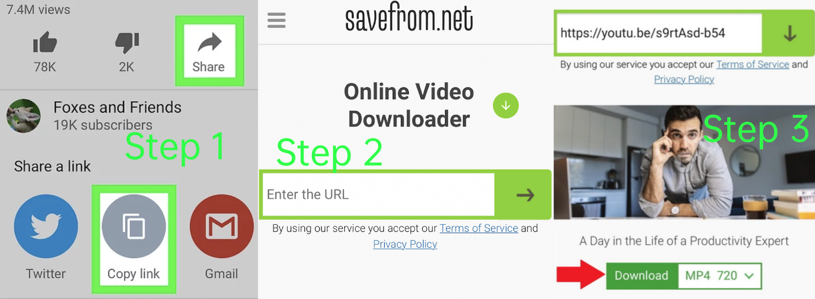 Downloading YouTube videos on iPhone using Savefrom