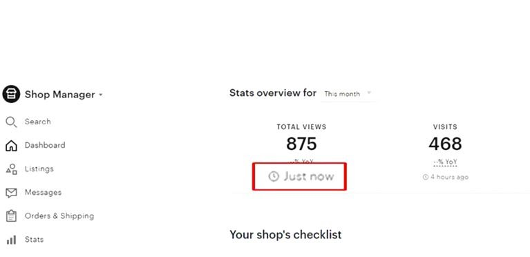 total views vs visits etsy