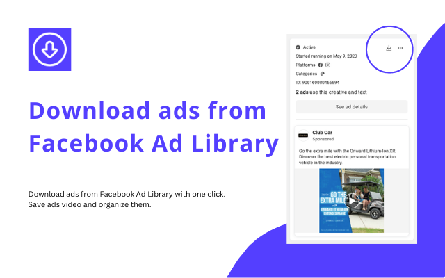 Download ads from Facebook Ad Library with one click - Denote