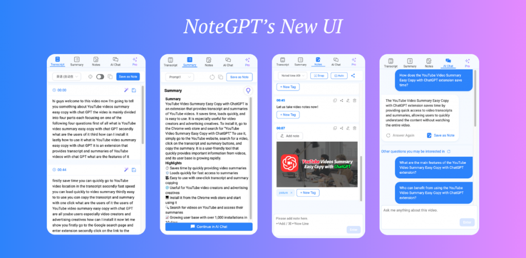 Navigating the Redesigned UI and New Feature. - NoteGPT