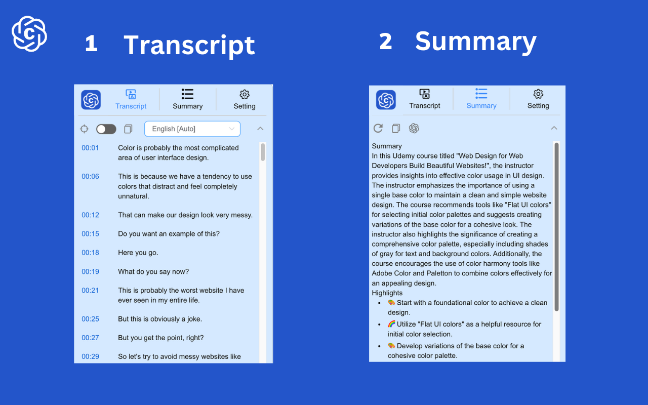 Accessing Transcripts, Summaries, Note-Taking