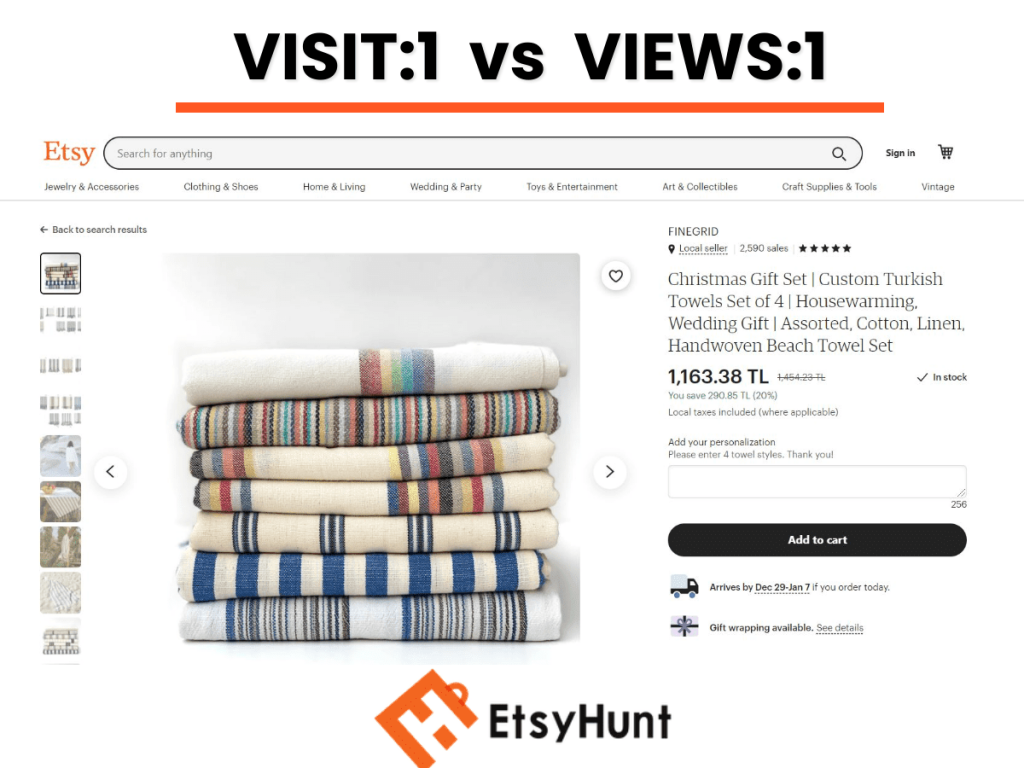 visits vs views etsy