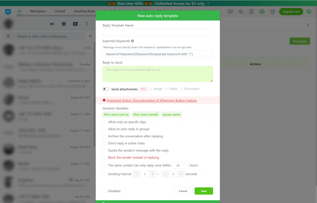 WhatsApp Web with WAPlus: Features of Auto-Reply