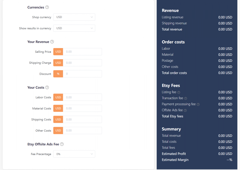 Free Etsy Fee & Profit Calculator