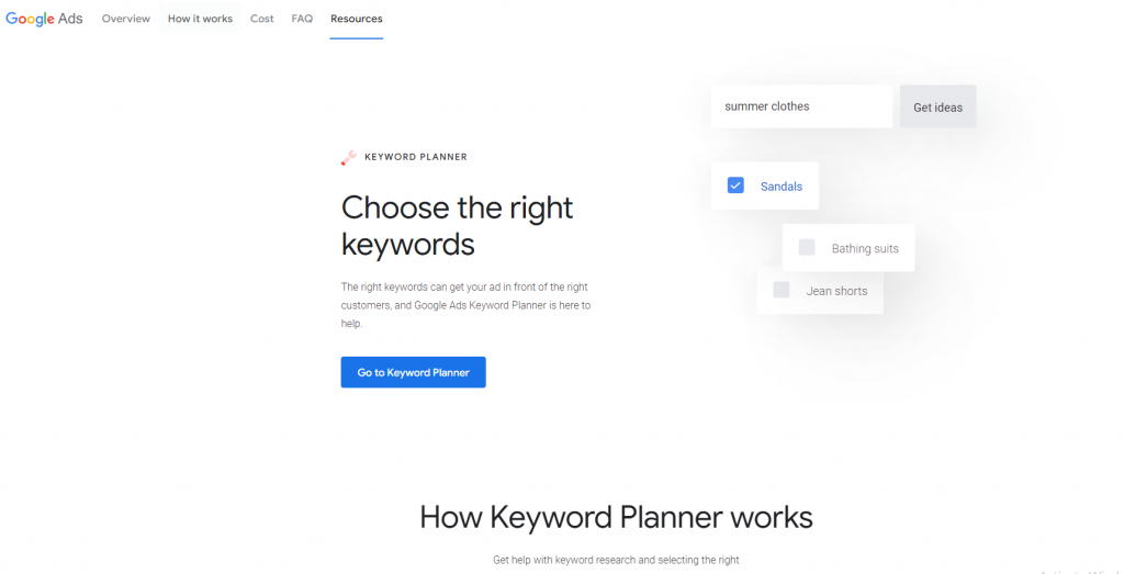 Best 9 Free Dropshipping Tools-Google Keywords Planner