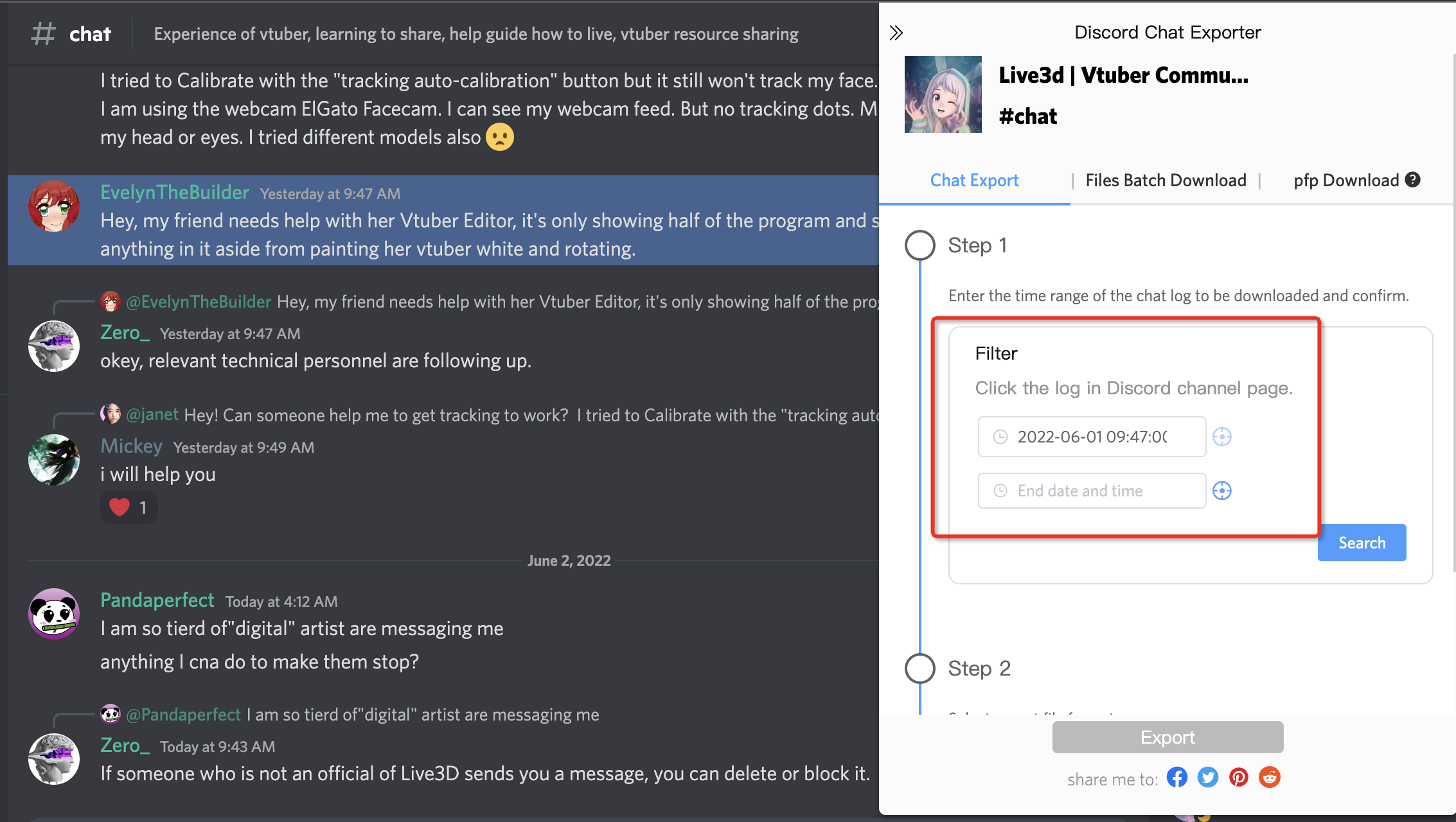 How to export Discord chat logs by Discordmate