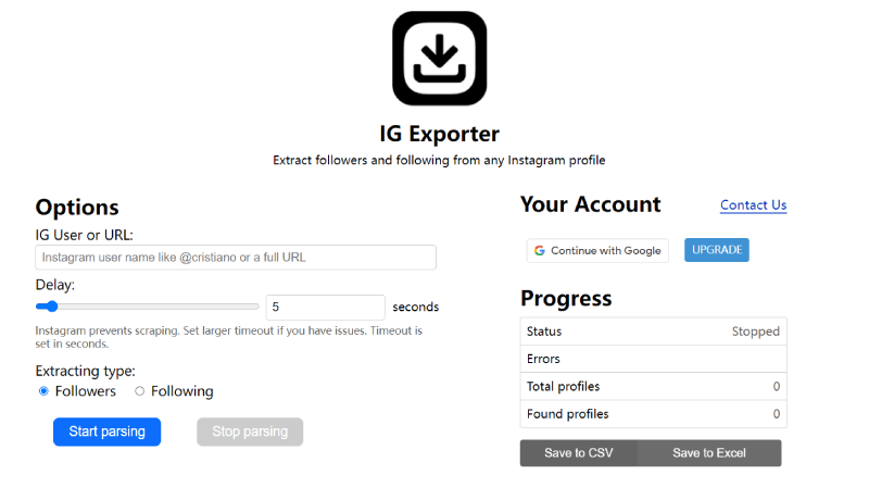IG Tools - IG Follower Export Tool