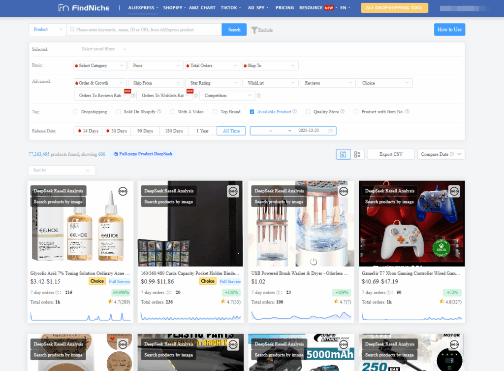 Cross-Platform Product Research & Advanced Filtering