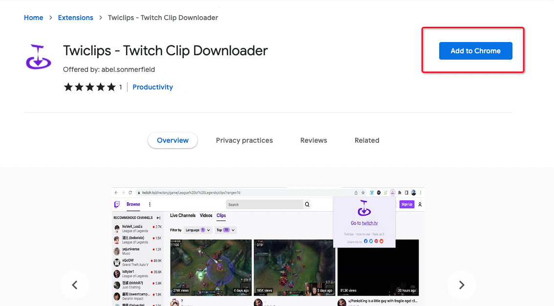 How to save clips by Twitch clip downloader extension?