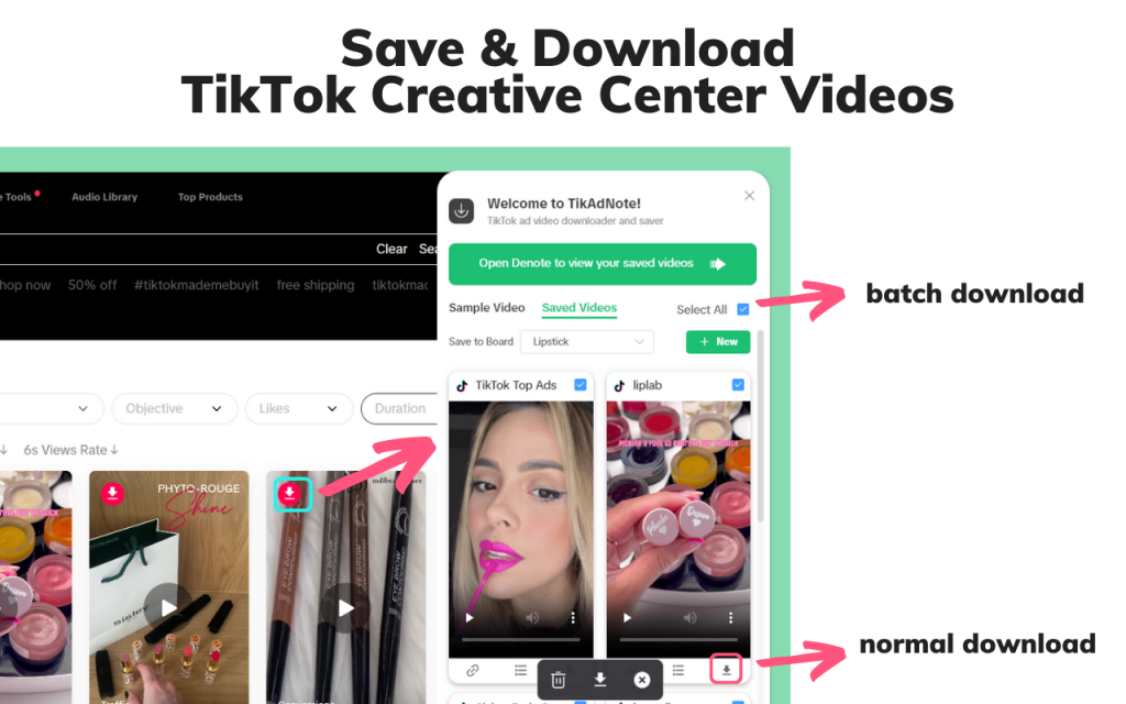 Baixe o vídeo do TikTok Creative Center - Denote