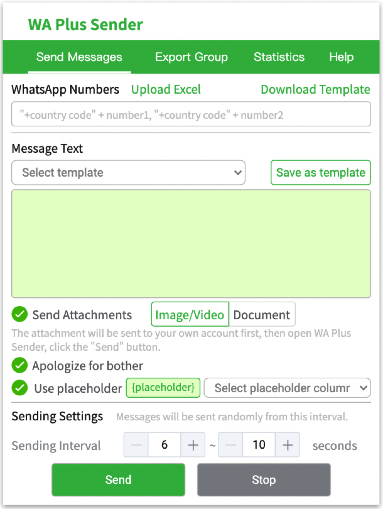WhatsApp sender for bulk message