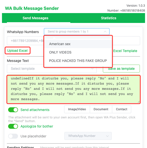 WhatsApp Bulk Message Sender