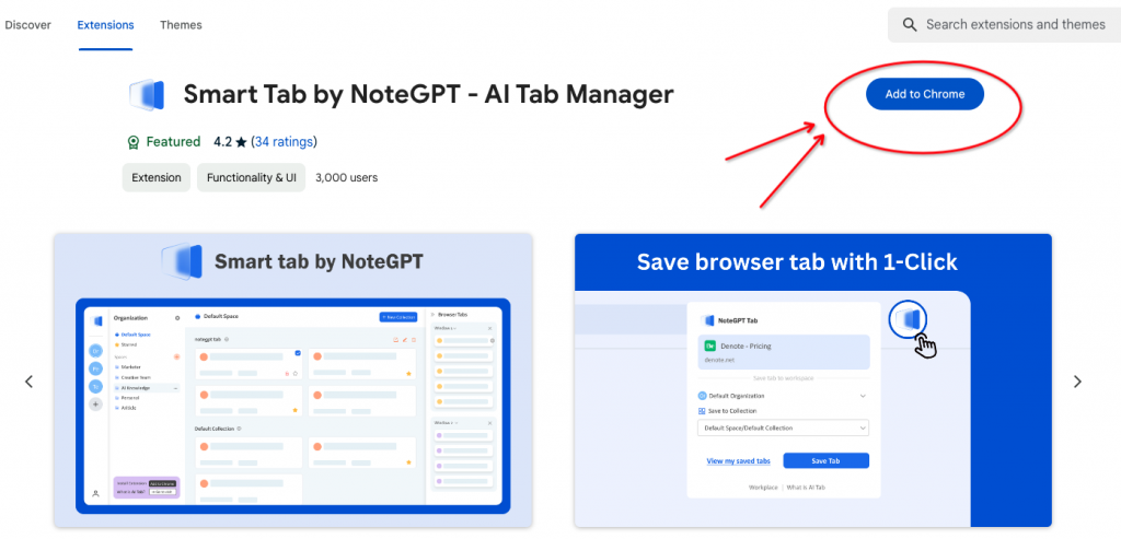 Install Smart Tab Chrome Extension - NoteGPT