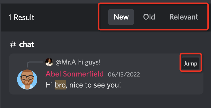 jump to the Discord message history you need to view