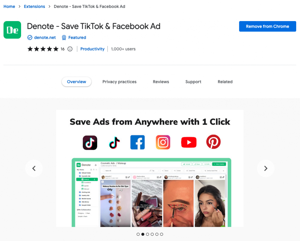 Save YouTube Ads from YouTube Ads Library - Denote