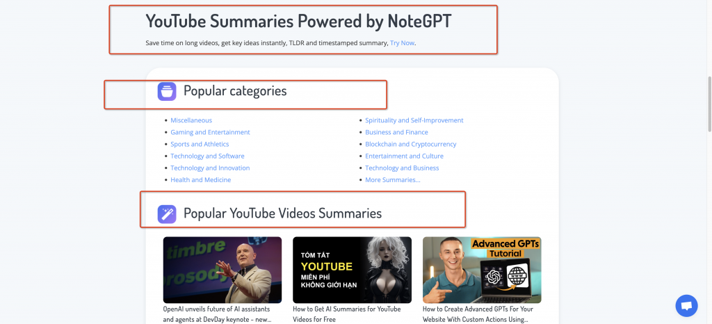 Thousands of YouTube Summaries at Your Fingertips - NoteGPT