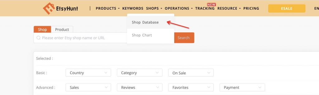 etsyhunt shop database