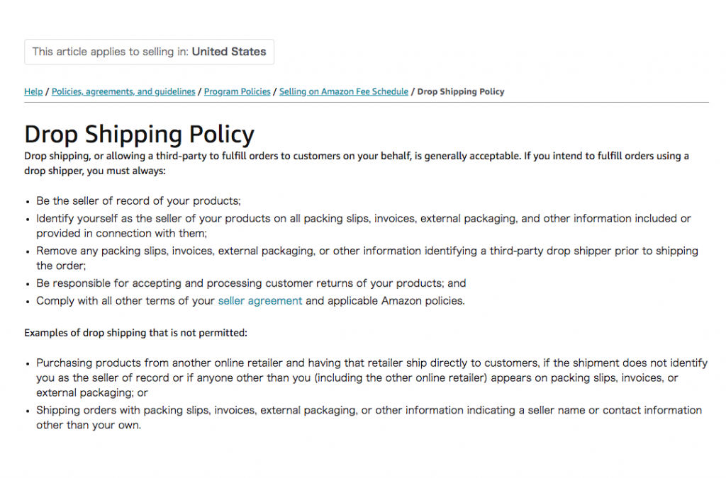 Amazon dropshipping policy -- AmzChart