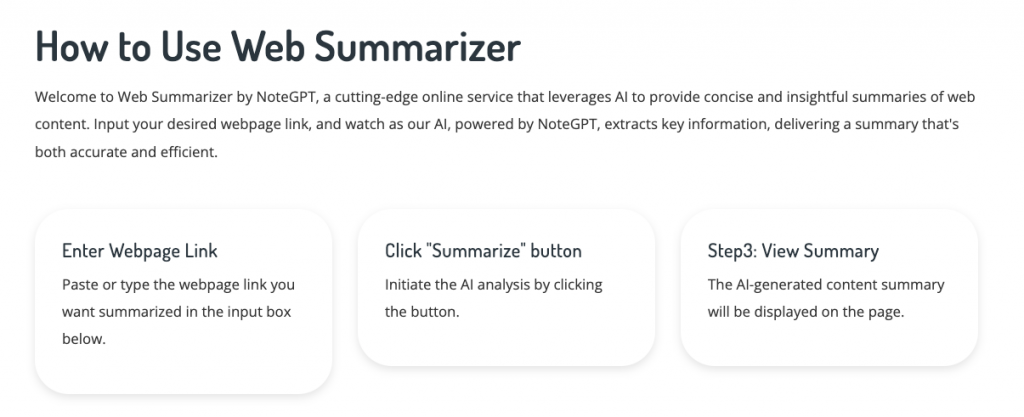 How to Use Web Summarizer - NoteGPT