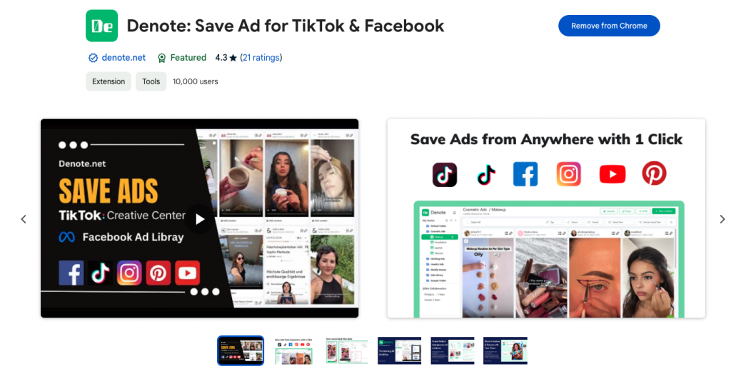 Denote: Save Ad for TikTok & Facebook