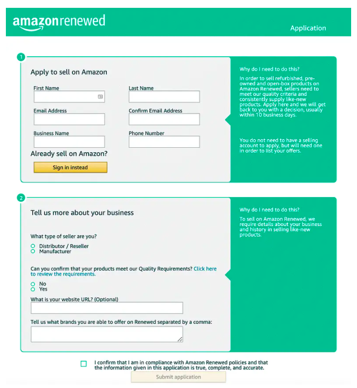 register an Amazon renewed seller -- AmzChart