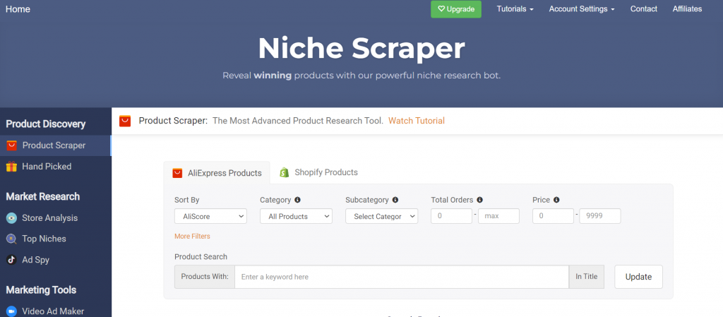 Best Product Research Tools For Dropshipping-Niche Scraper