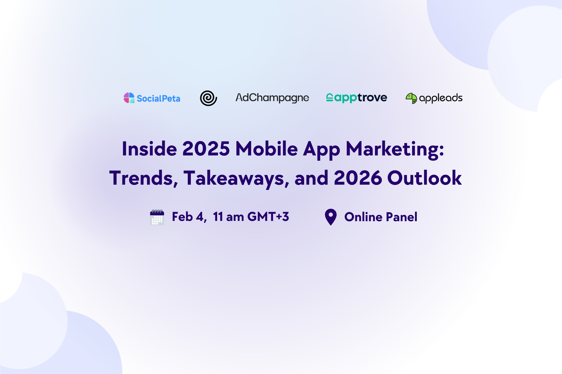 Inside 2025 Mobile App Marketing: Trends, Takeaways, and 2026 Outlook event artwork with organizer and schedule information
