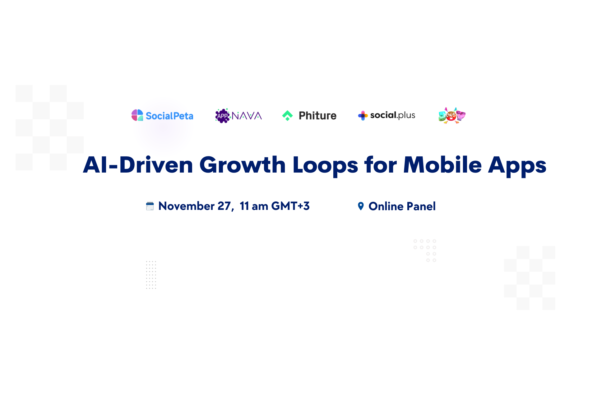 AI-Driven Growth Loops for Mobile Apps event artwork with organizer and schedule information